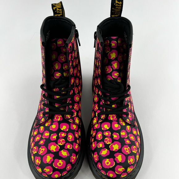 Dr Martens 1460 Pink Leopard Women's Size 5 Boots Smooth Leather Black Yellow - Picture 8 of 11